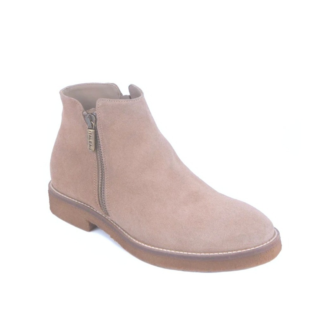 Italeau Foliana Waterproof Taupe Suede Ankle Booties Made in Italy 40 US‎ 9.5
